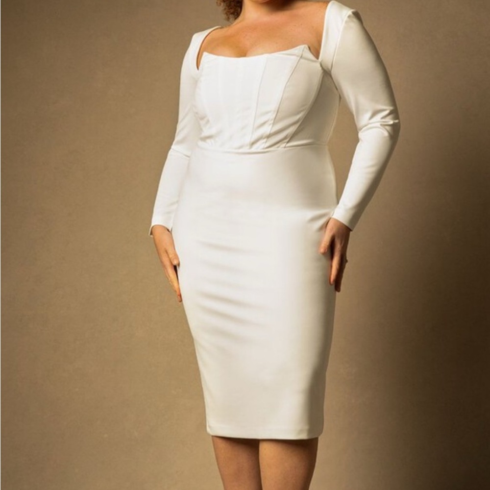 Eloquii Ivory Long Sleeve Dress